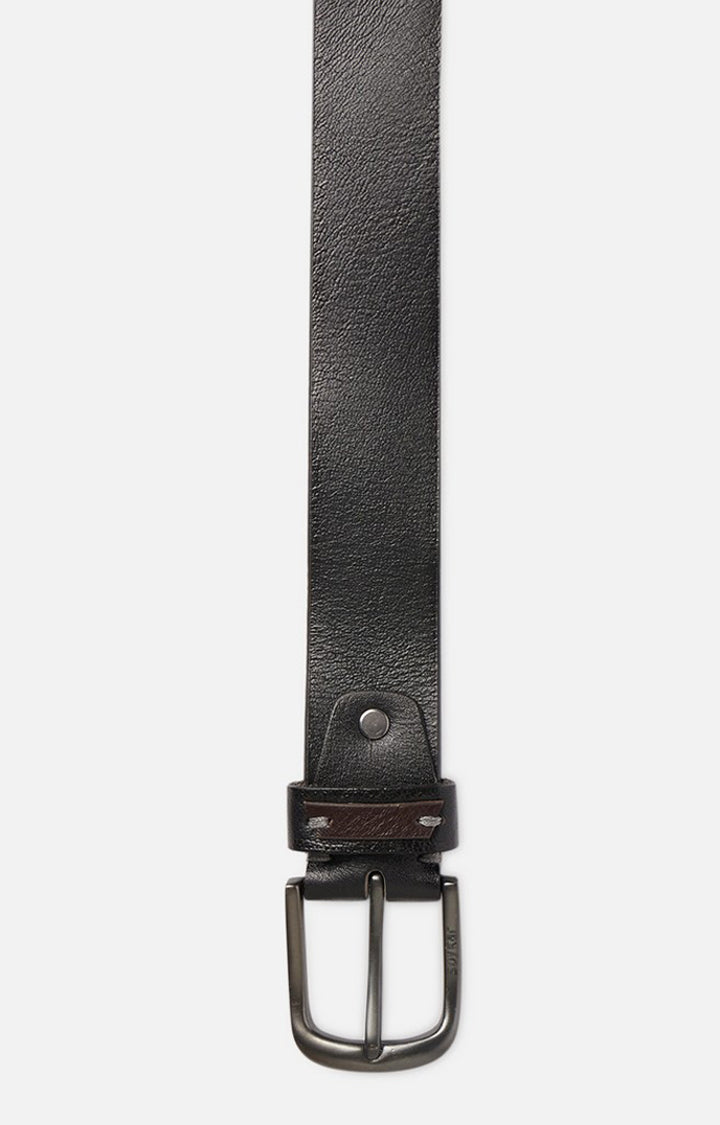 Spykar Men Black Genuine Leather Belt