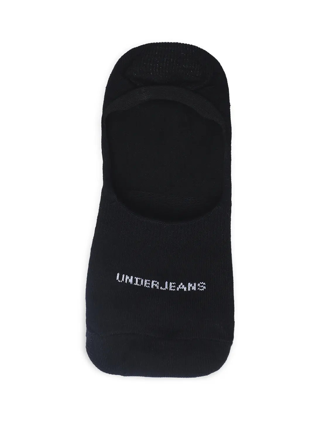 Underjeans By Spykar Men Black Cotton Blend No Show Socks - Pack Of 2