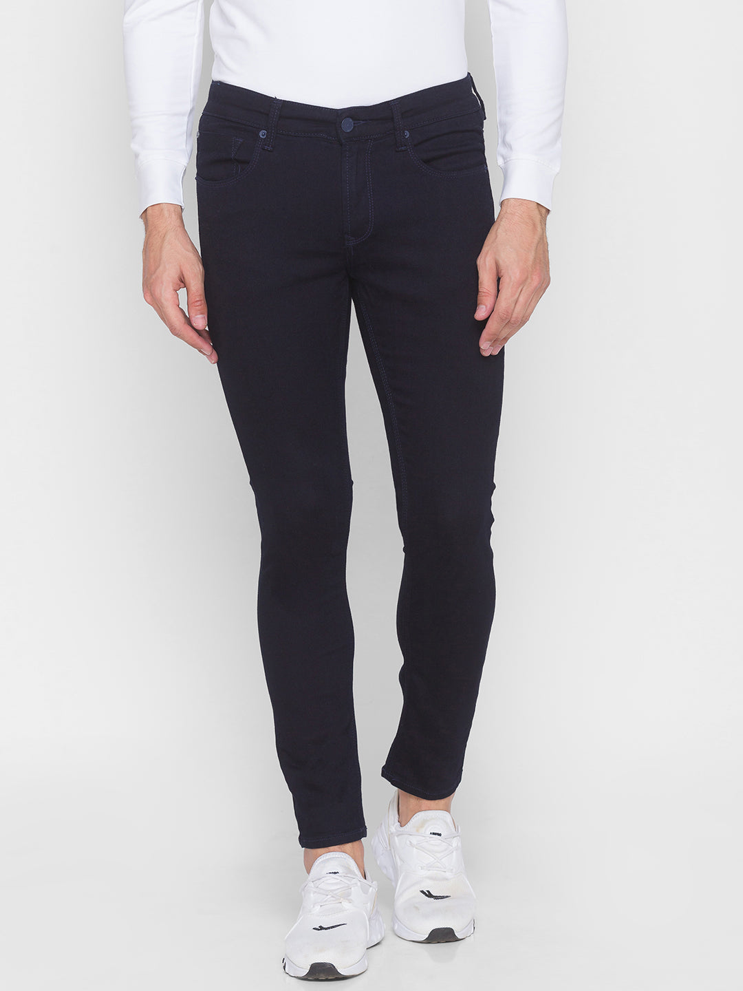 Spykar Men Blue Cotton Super Slim Fit Tapered length Jeans (Super Skinny)