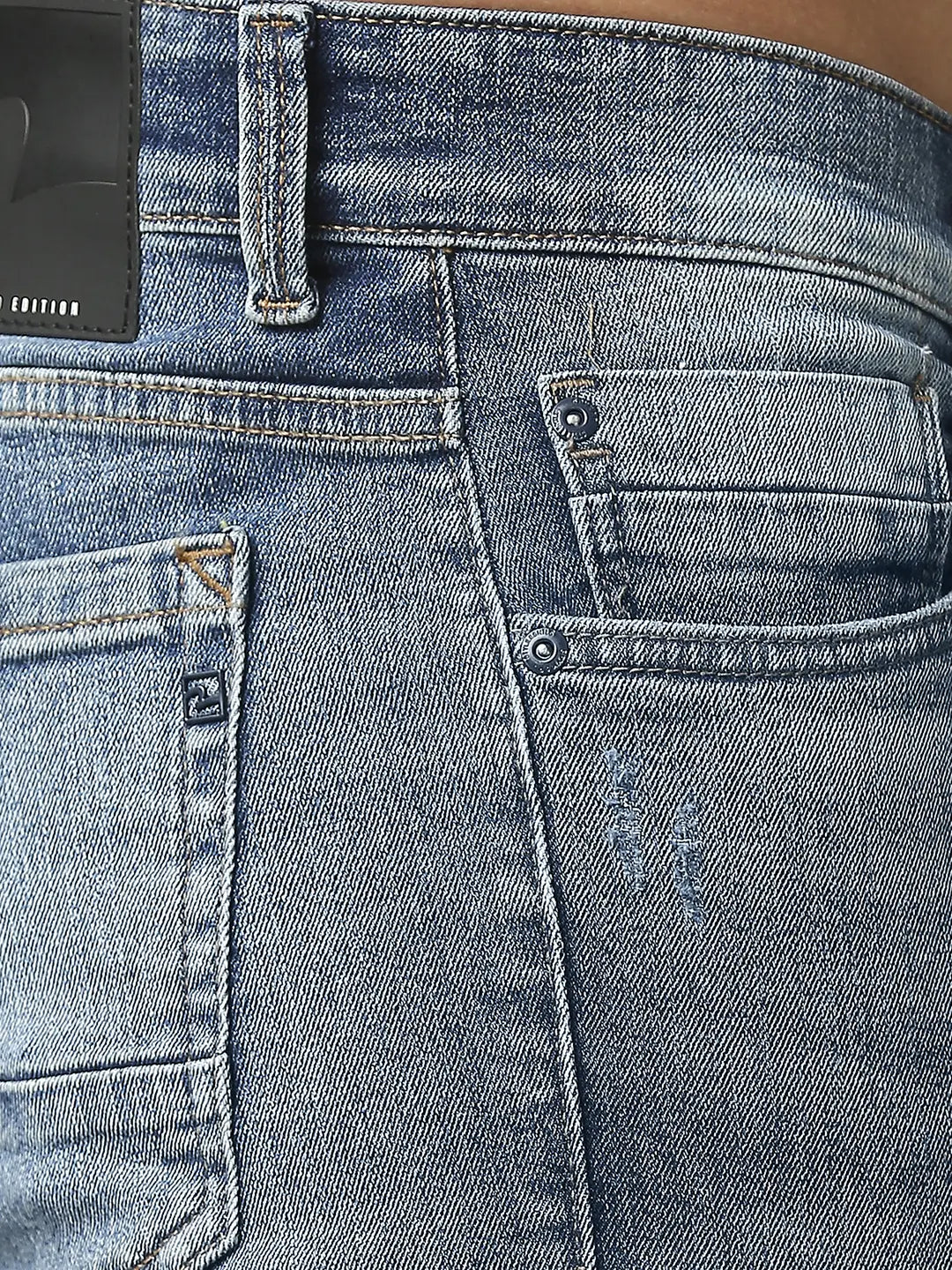 Spykar Limited Edition Mid Blue Bootcut Fit Regular Length Low rise Knee Slit Premium Stretchable Denim Jeans For Men (Rafter)