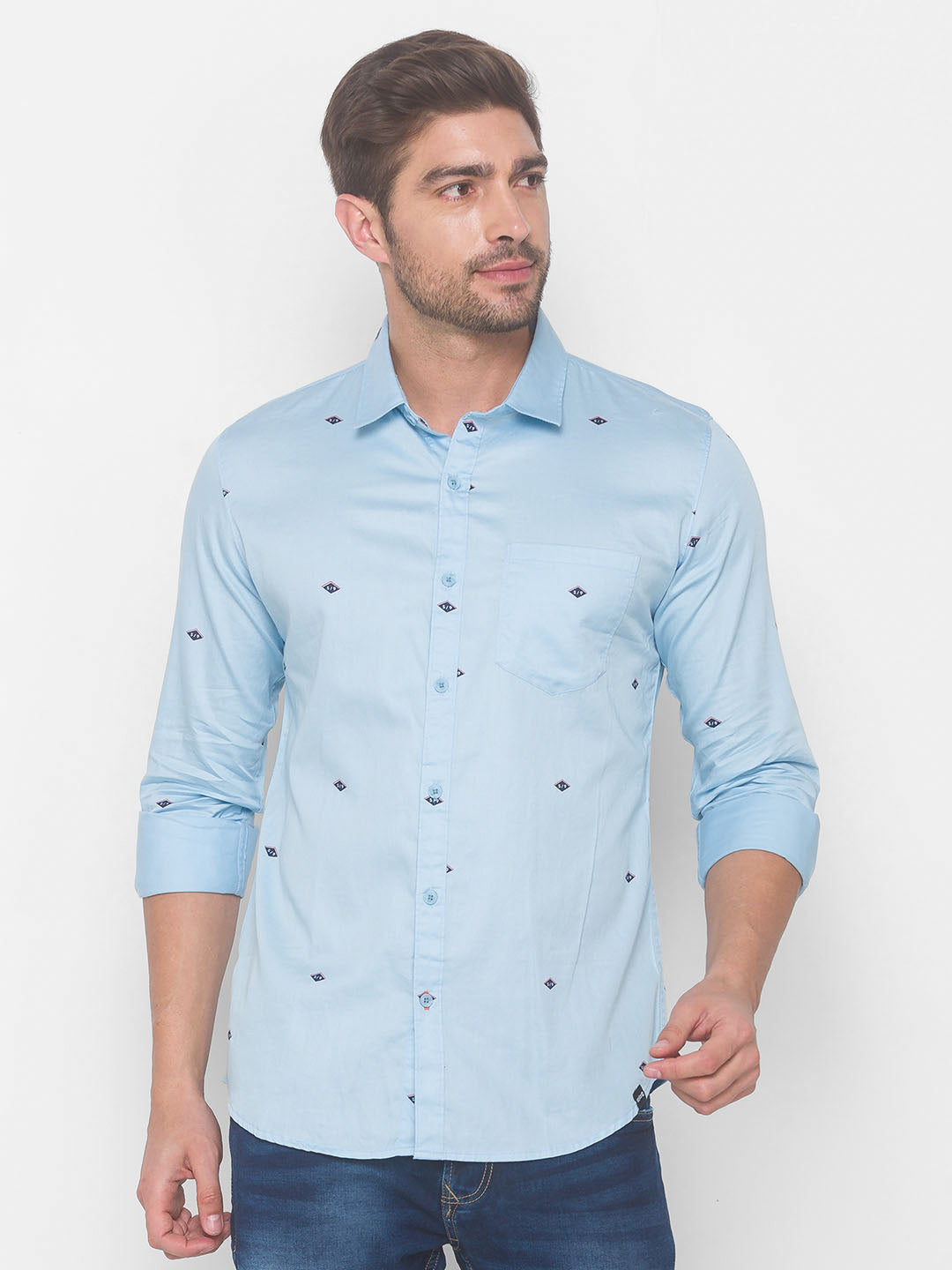 Buy SPYKAR Men Blue Linen Casual Shirt - Shirts for Men 741542 | Myntra
