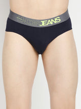 Men Premium Navy Blue & Olive Cotton Blend Brief - Pack Of 2- Underjeans By Spykar