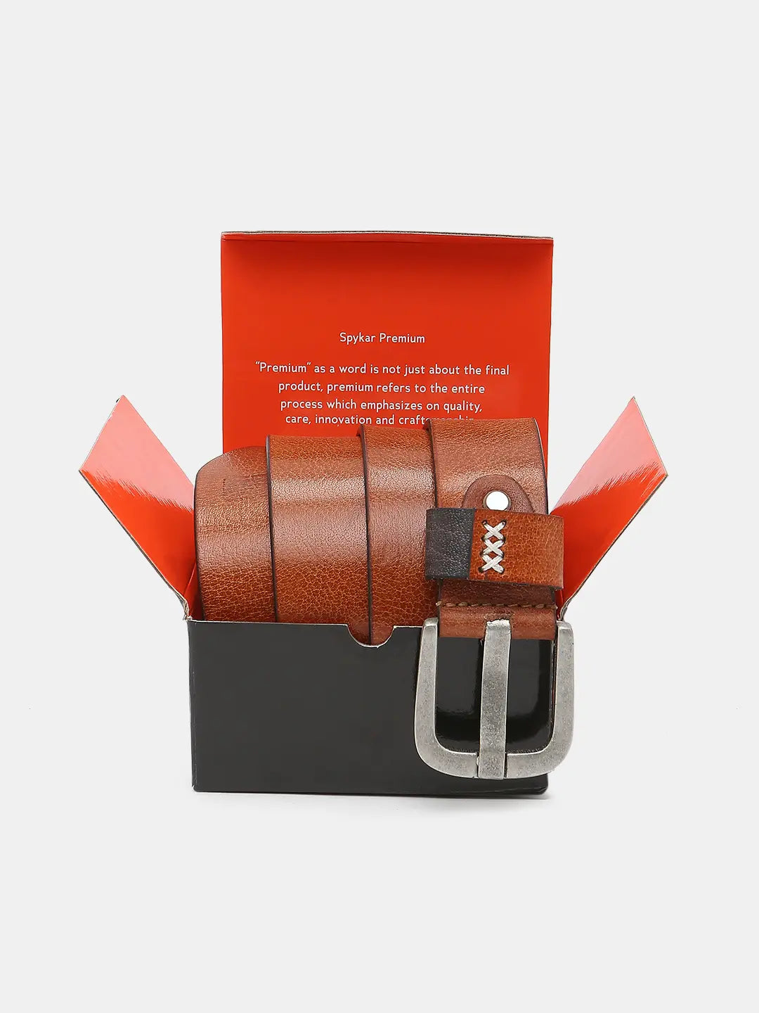 Spykar Brown Leather Belt & Wallet Combo