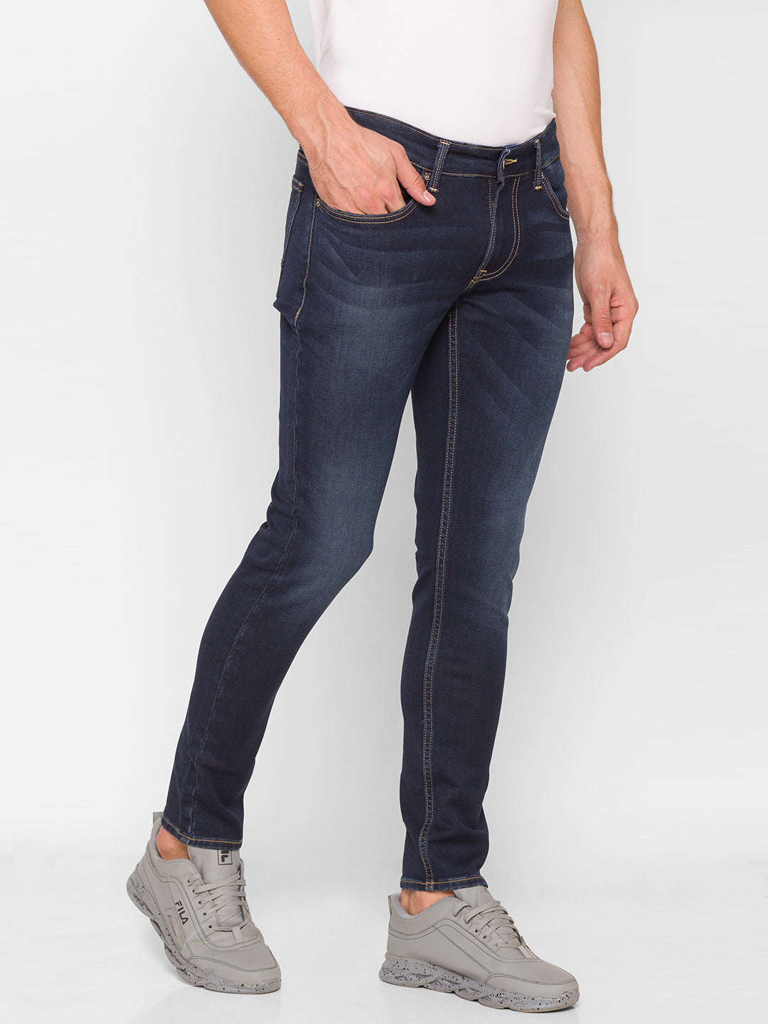 Spykar Blue Cotton Men Jeans (Super Skinny)