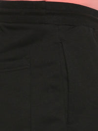Men Premium Black Cotton Regular Fit Trackpant- Underjeans By Spykar