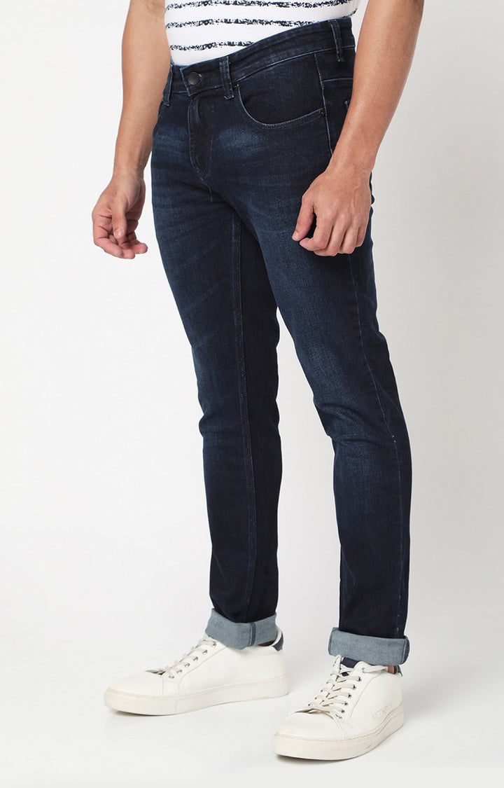 Spykar Men Dark Blue Cotton Slim Fit Narrow Length Jeans (Skinny)