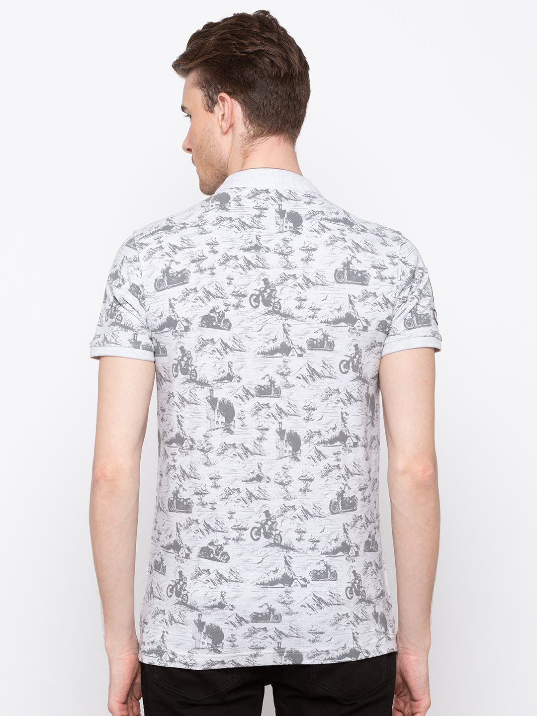 Spykar Men Grey Cotton Printed Half Sleeve M and arin T-Shirt