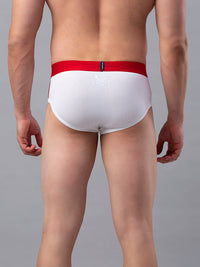 Men Premium Cotton Blend White-Red Brief - (Pack Of 2)- Underjeans By Spykar