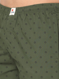 Men Premium Cotton Printed Bottle Green Pyjama- Underjeans By Spykar