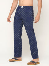 Men Premium Cotton Printed Navy Pyjama- Underjeans By Spykar