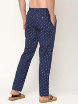 Men Premium Cotton Printed Navy Pyjama- Underjeans By Spykar