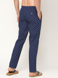 Men Premium Cotton Printed Navy Pyjama- Underjeans By Spykar