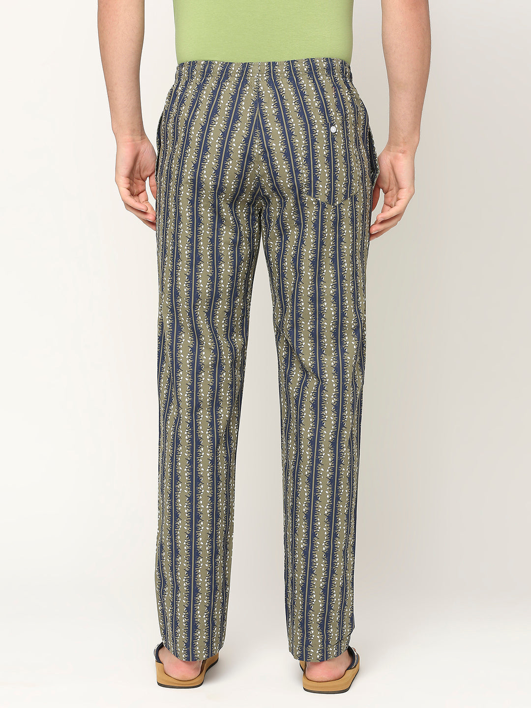 Men Premium Cotton Printed Olive Pyjama- UnderJeans by Spykar
