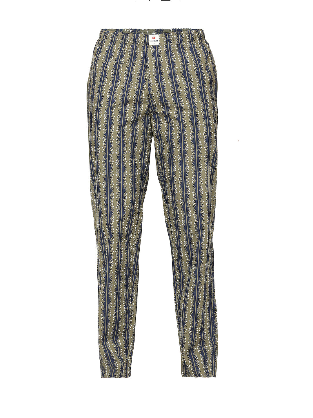 Men Premium Cotton Printed Olive Pyjama- Underjeans by Spykar