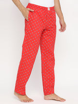Men Premium Red Cotton Woven Pyjama - Underjeans By Spykar