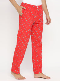 Men Premium Red Cotton Woven Pyjama - Underjeans By Spykar