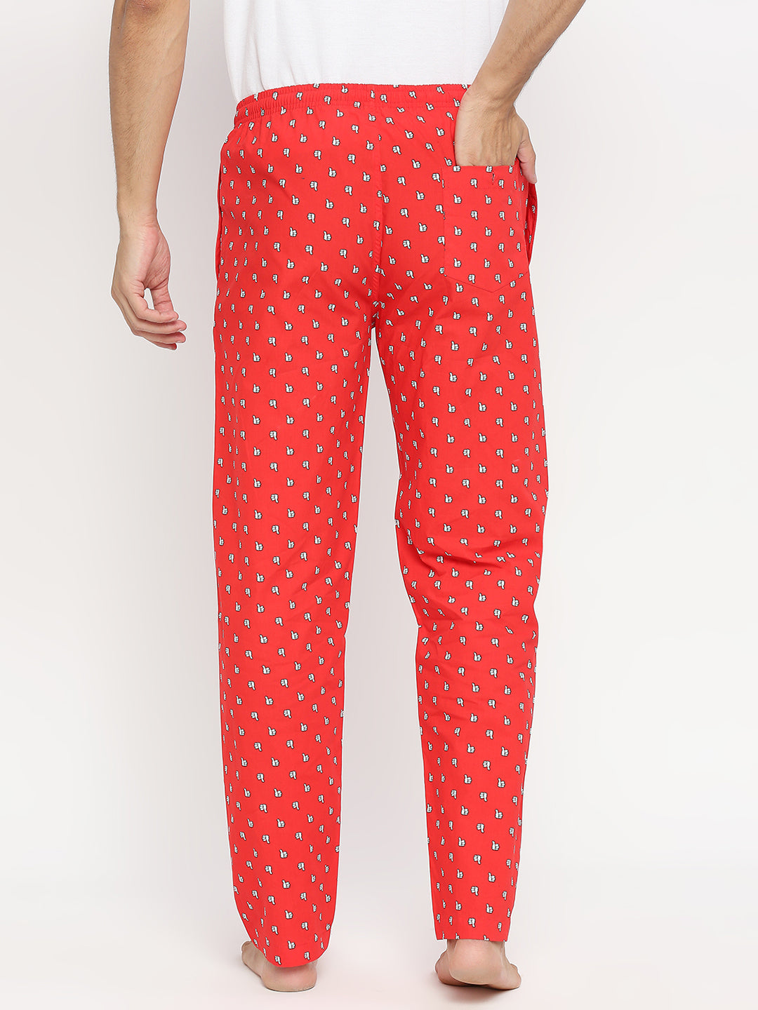 Men Premium Red Cotton Woven Pyjama - Underjeans By Spykar