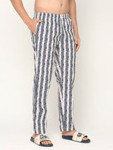 Men Premium Cotton Printed White Pyjama- Underjeans By Spykar