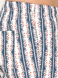 Men Premium Cotton Printed White Pyjama- Underjeans By Spykar