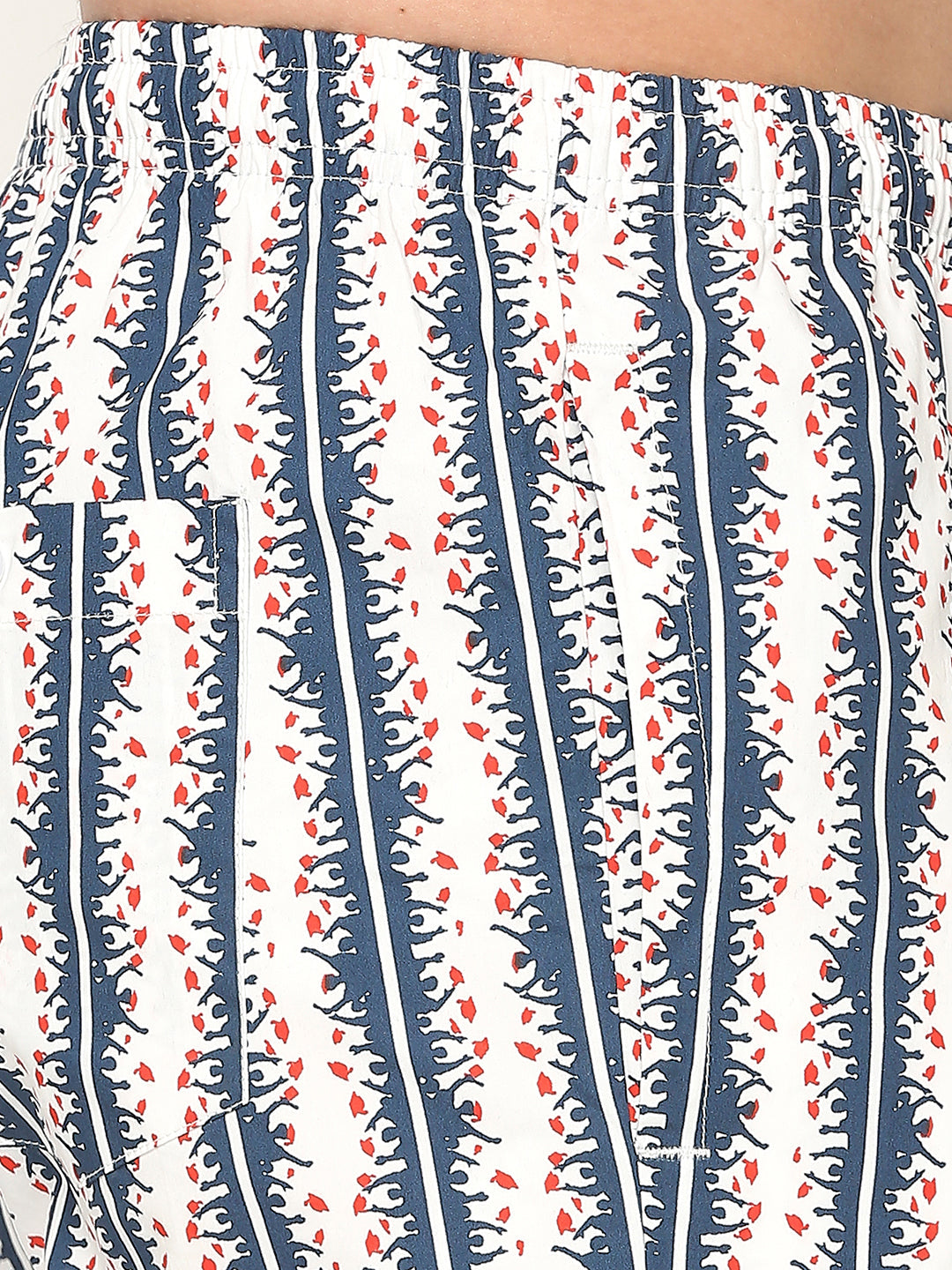 Men Premium Cotton Printed White Pyjama- Underjeans By Spykar