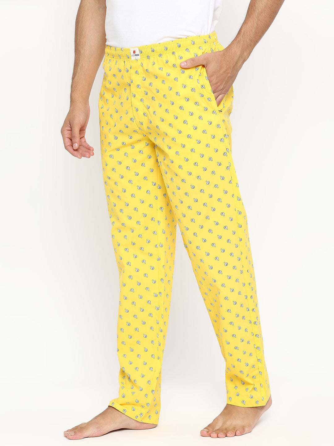 Men Premium Yellow Cotton Woven Pyjama - UnderJeans by Spykar