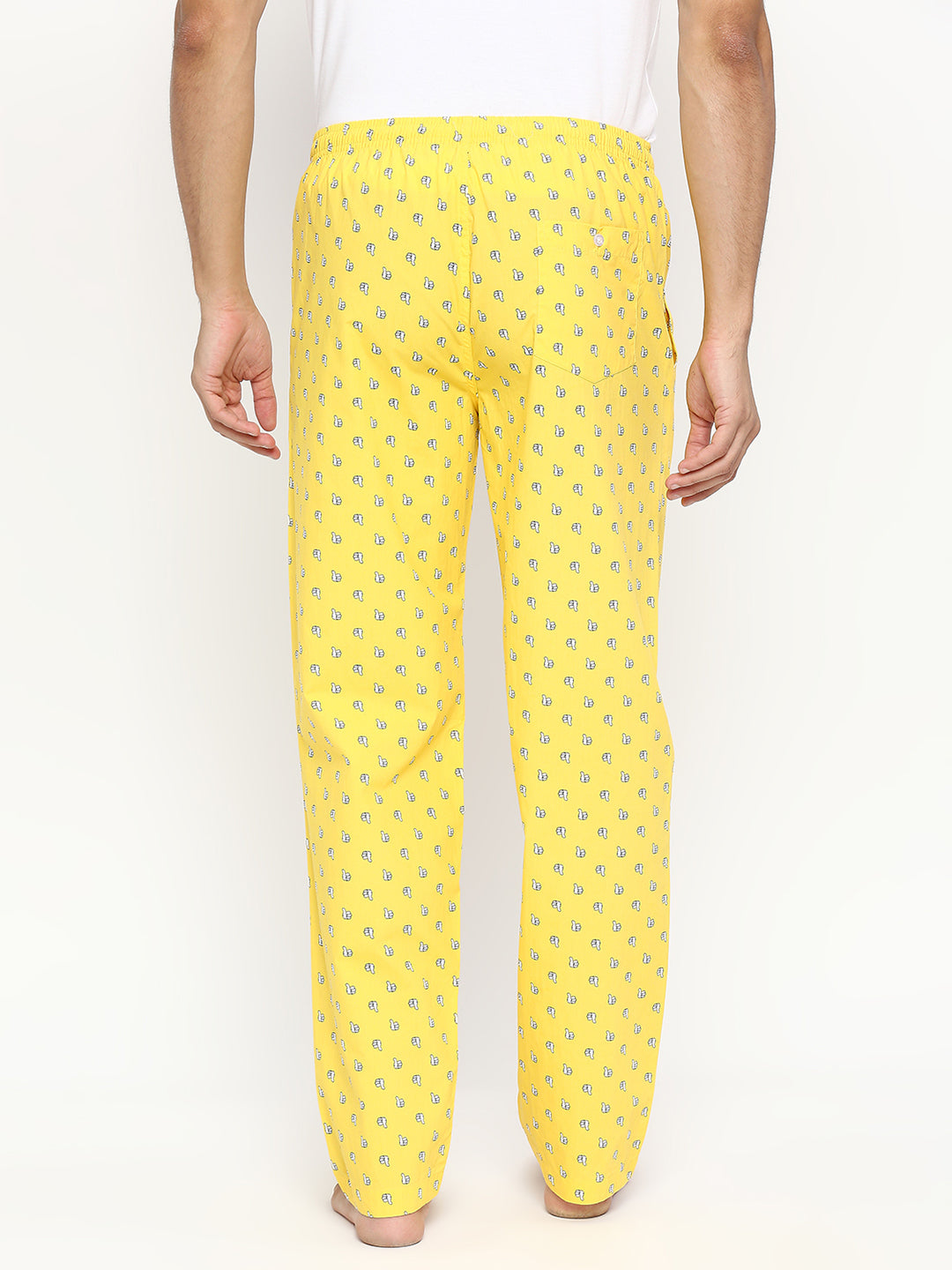 Men Premium Yellow Cotton Woven Pyjama - Underjeans By Spykar