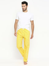 Men Premium Yellow Cotton Woven Pyjama - Underjeans By Spykar
