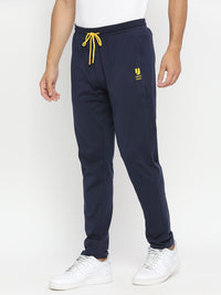 Men Premium Knitted Navy Cotton Trackpant - Underjeans By Spykar
