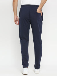 Men Premium Knitted Navy Cotton Trackpant - Underjeans By Spykar