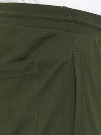 Men Premium Knitted Olive Cotton Trackpant - Underjeans By Spykar