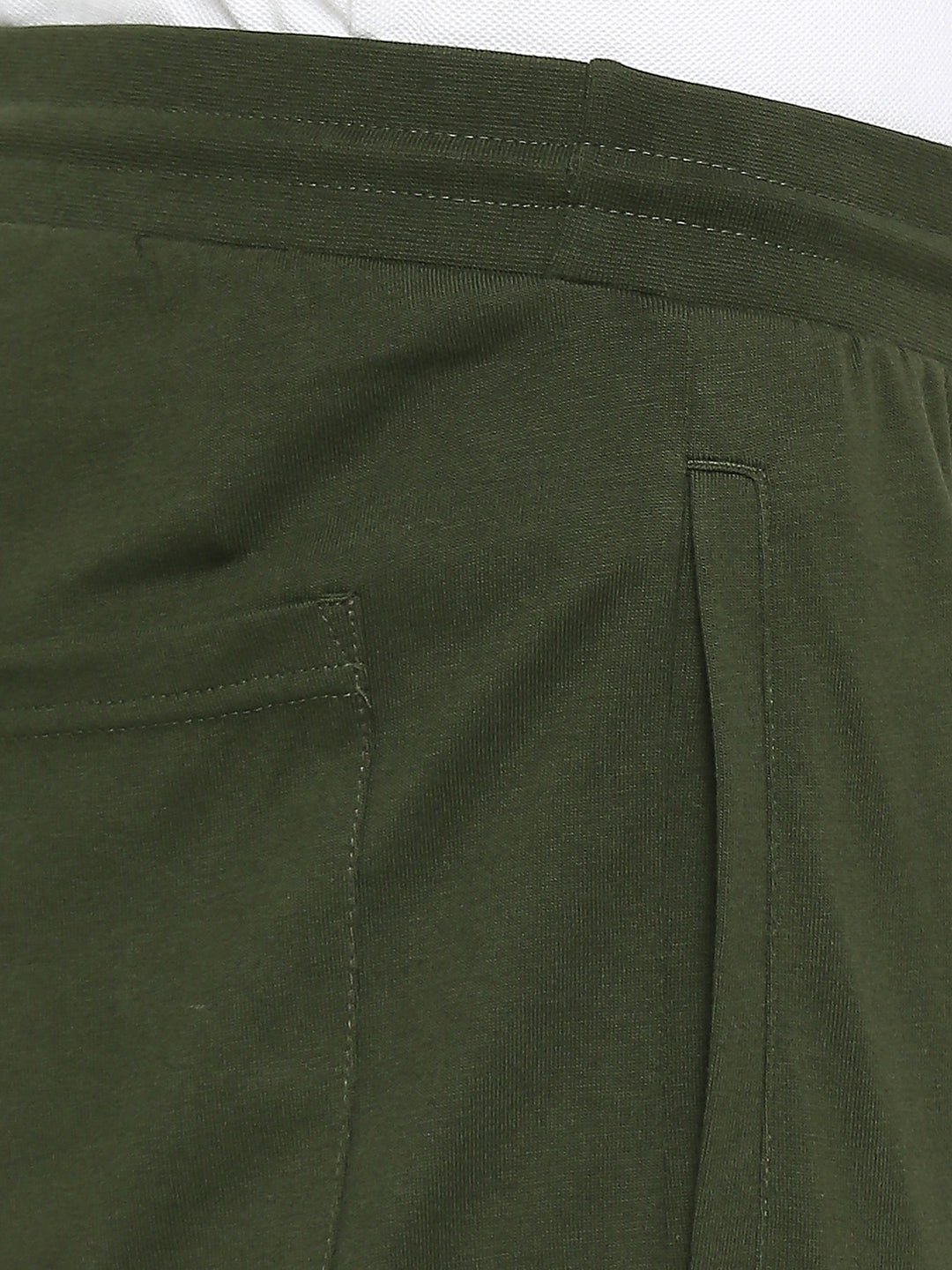 Men Premium Knitted Olive Cotton Trackpant - Underjeans By Spykar