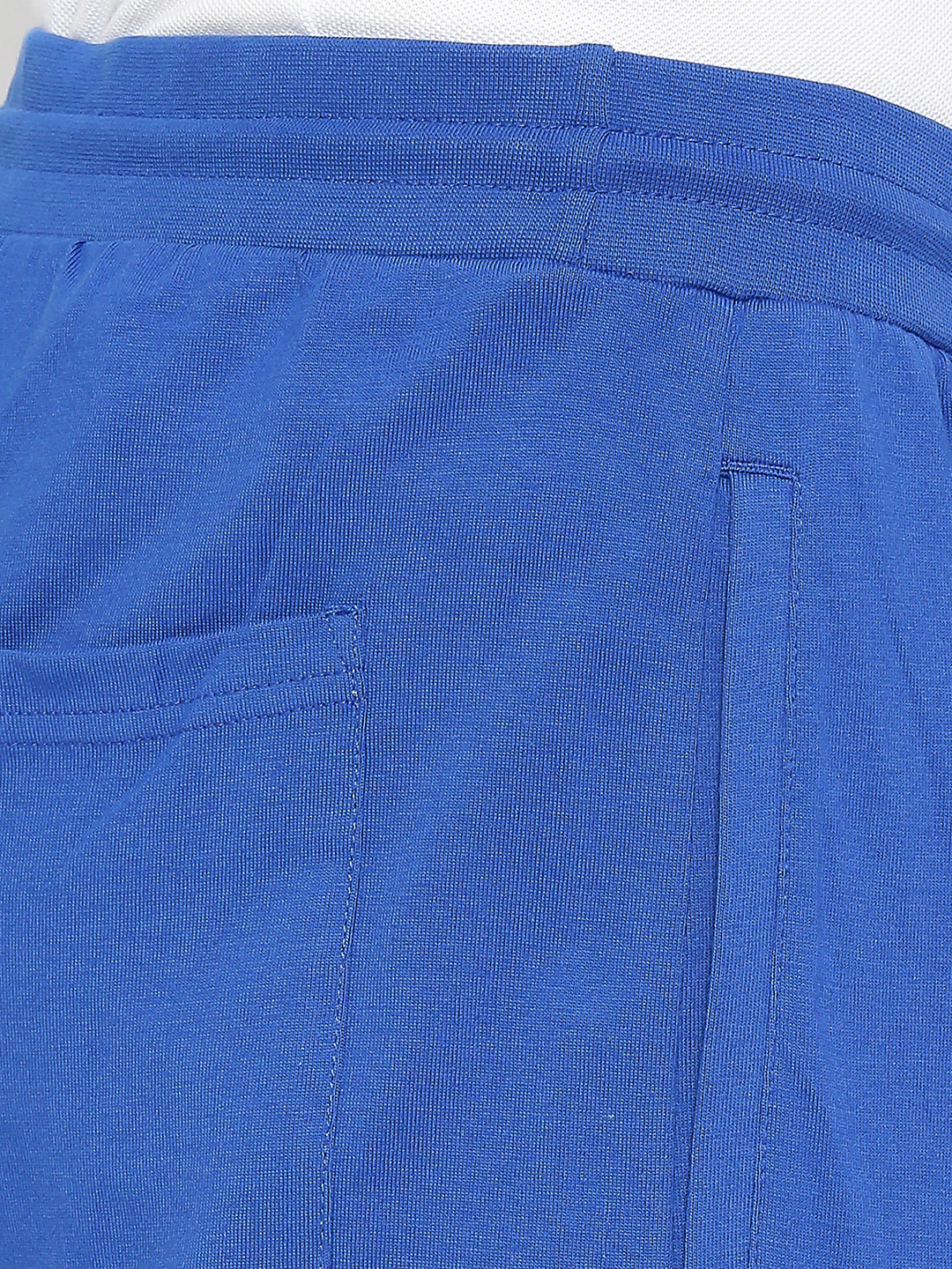 Men Premium Knitted Royal Blue Cotton Trackpant - UnderJeans by Spykar
