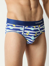 Underjeans By Spykar Men Premium Blue Cotton Blend Regular Fit Brief