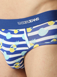 Underjeans By Spykar Men Premium Blue Cotton Blend Regular Fit Brief