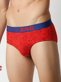 Underjeans By Spykar Men Premium Red Cotton Blend Regular Fit Brief