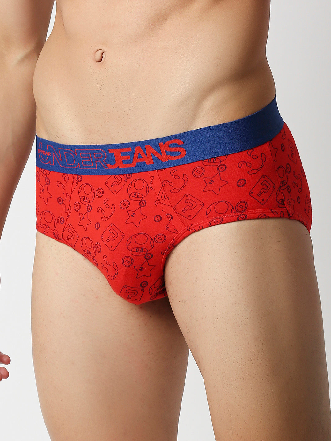 Underjeans By Spykar Men Premium Red Cotton Blend Regular Fit Brief