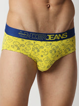 Underjeans By Spykar Men Premium Yellow Cotton Blend Regular Fit Brief