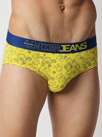 Underjeans By Spykar Men Premium Yellow Cotton Blend Regular Fit Brief