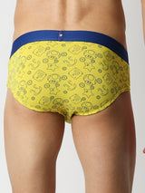 Underjeans By Spykar Men Premium Yellow Cotton Blend Regular Fit Brief