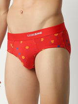 Men Premium Red Cotton Brief - Underjeans By Spykar