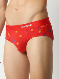 Men Premium Red Cotton Brief - Underjeans By Spykar