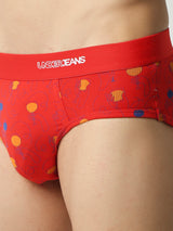 Men Premium Red Cotton Brief - Underjeans By Spykar