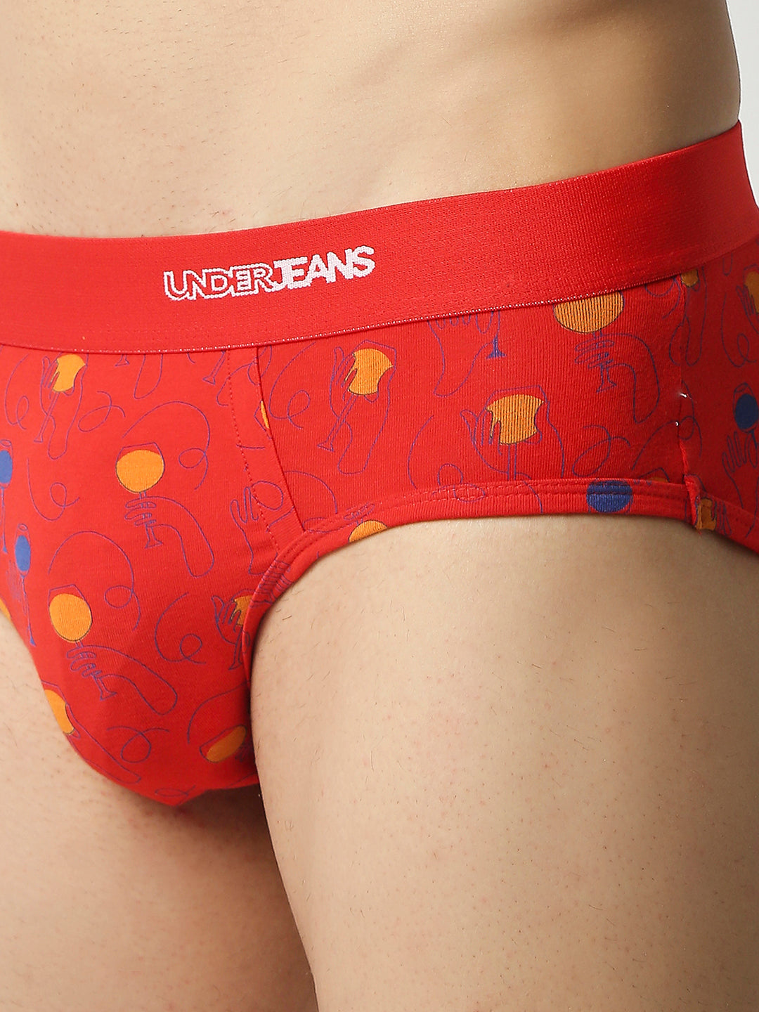 Men Premium Red Cotton Brief - Underjeans By Spykar