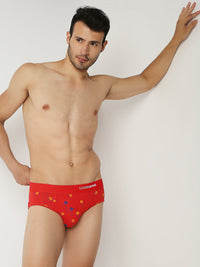 Men Premium Red Cotton Brief - Underjeans By Spykar