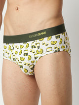 Men Premium Green Cotton Blend Regular Fit Brief - Underjeans By Spykar