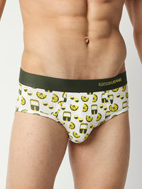 Men Premium Green Cotton Blend Regular Fit Brief - Underjeans By Spykar