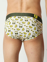 Men Premium Green Cotton Blend Regular Fit Brief - Underjeans By Spykar