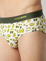 Men Premium Green Cotton Blend Regular Fit Brief - Underjeans By Spykar