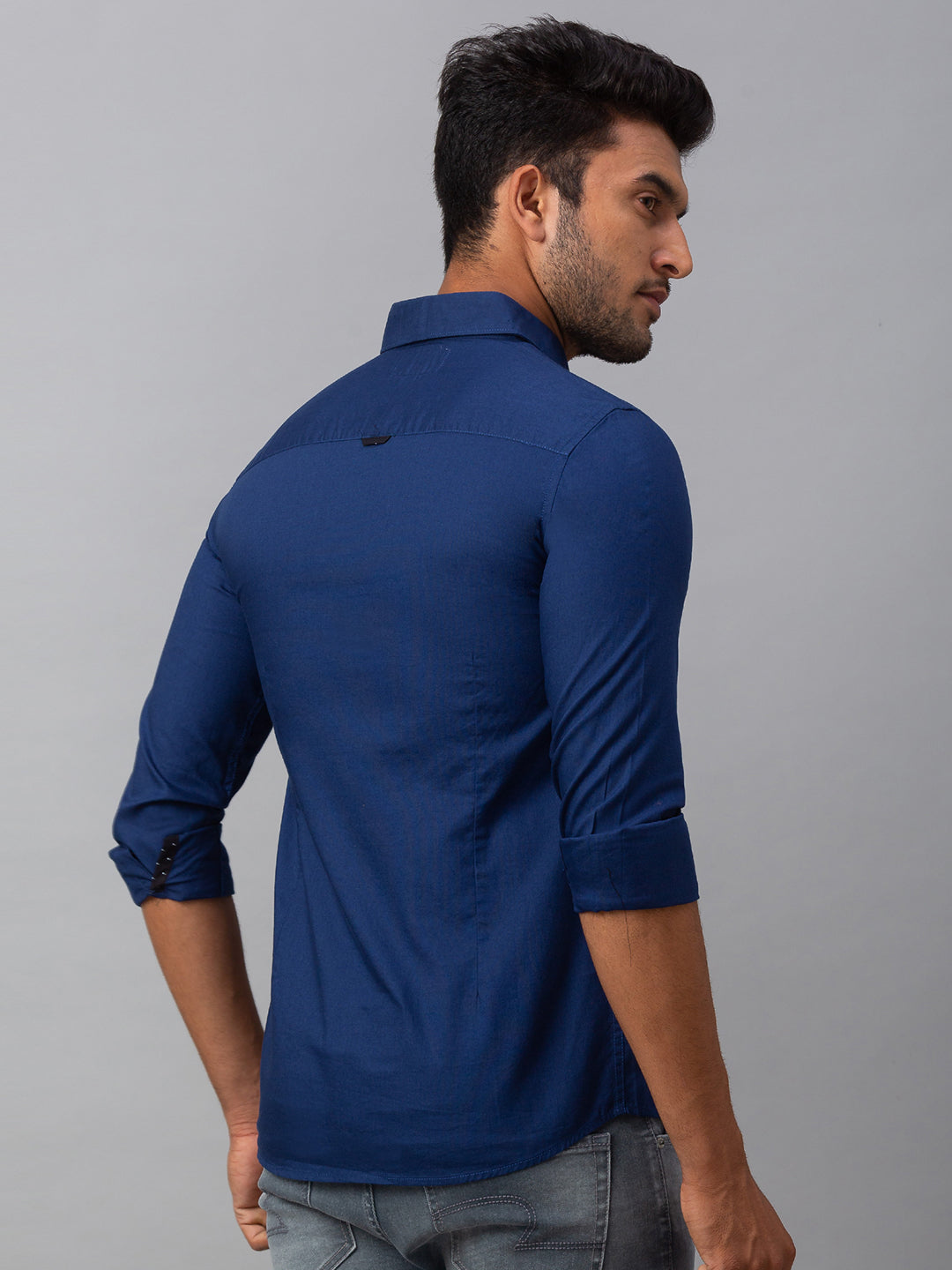 Spykar Men Blue Cotton Slim Fit Shirt