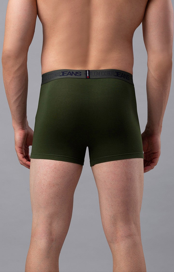 Underjeans By Spykar Men Green Solid Trunks